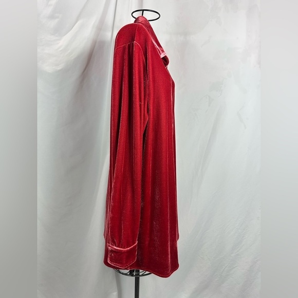 soft surroundings rust velvet boyfriend button down boyfriend shirt size S - Picture 3 of 6